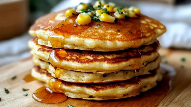 Sweet Corn Pancakes with Chili Maple Drizzle Delight.