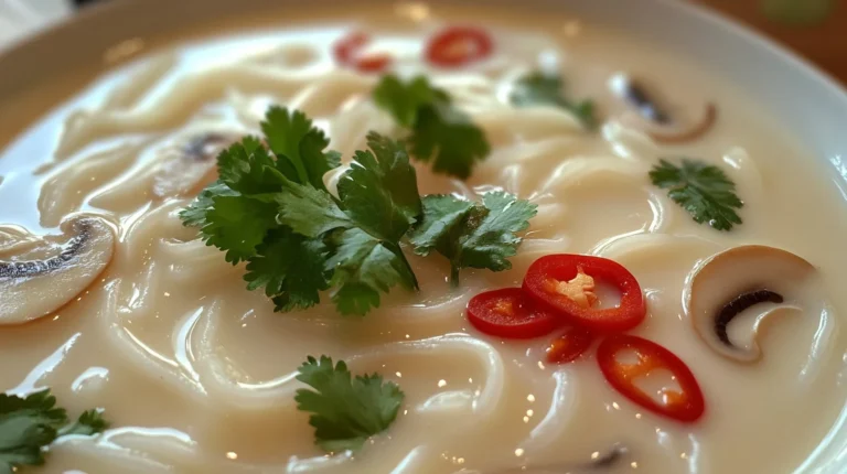 Lemongrass and Coconut Soup with Rice Noodles is delicious.