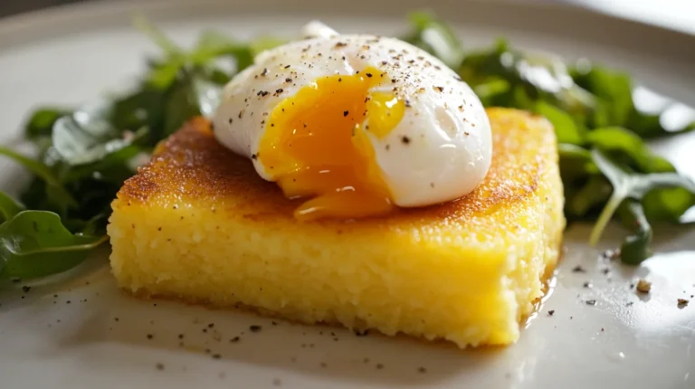 Savory Polenta Cakes with Poached Eggs for Breakfast Delight