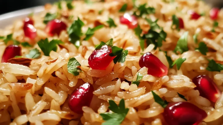 Saffron Rice with Almond and Pomegranate is delicious.