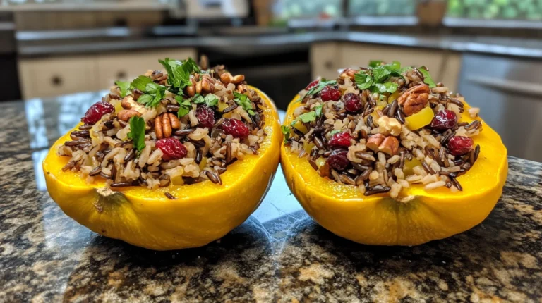 Wild Rice and Cranberry Stuffed Squash is delicious.