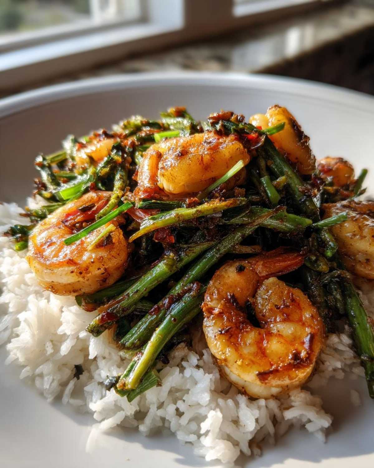 15 Minute Garlic Scape Shrimp Stir Fry - detail 1