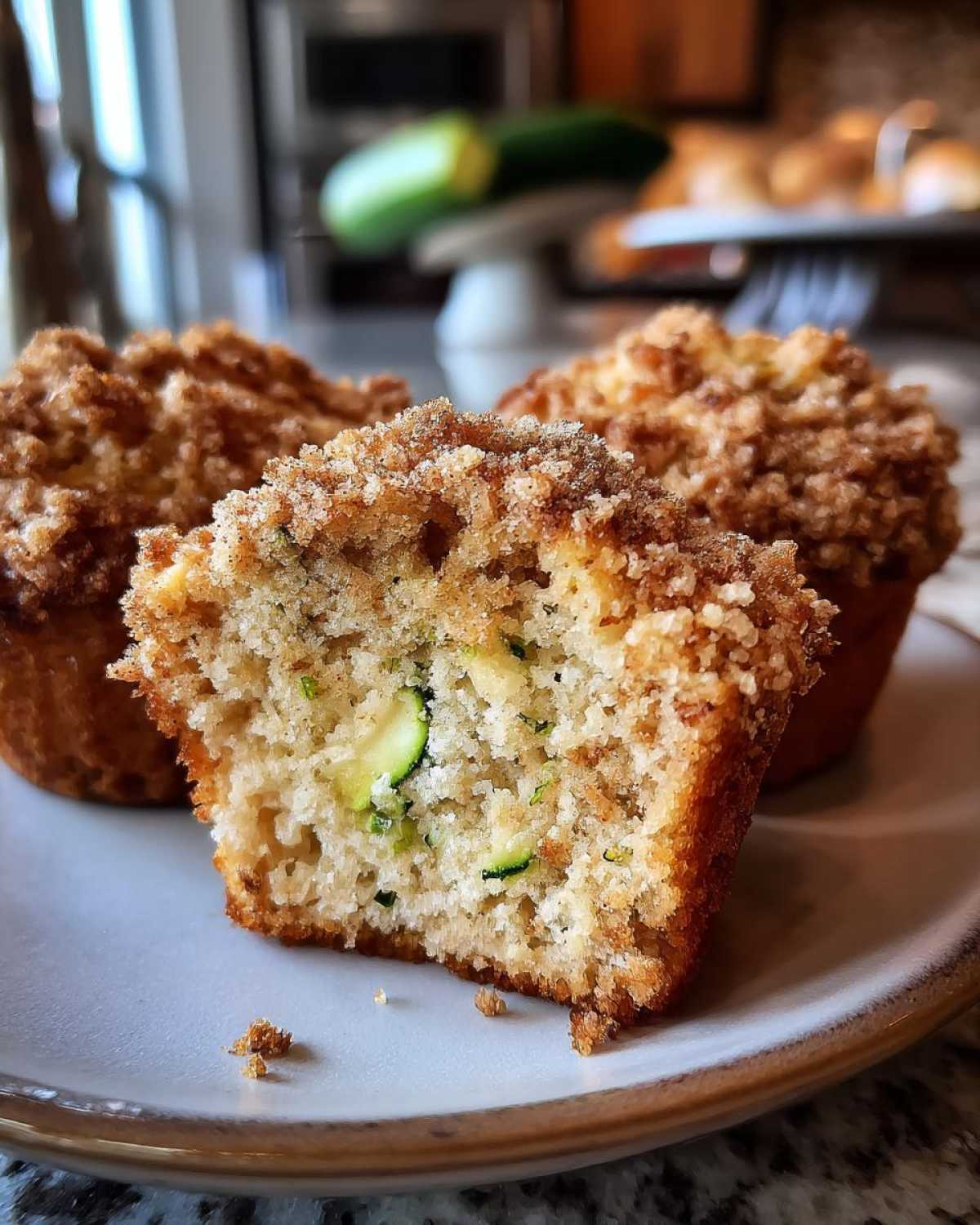 Bakery Style Coffee Cake Zucchini Muffins Streusel - detail 2
