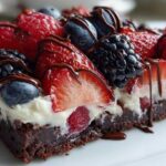Brownie Bottom Fruit Pizza Berries Chocolate Drizzle