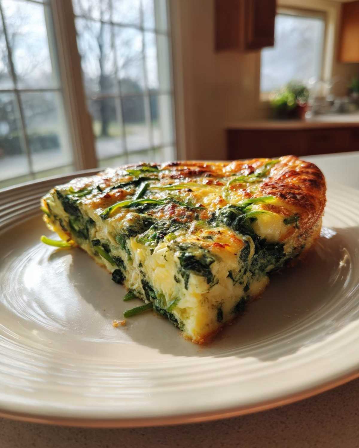 Cheesy Garlic Scape Spinach Frittata - detail 1
