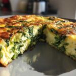 Cheesy Garlic Scape Spinach Frittata