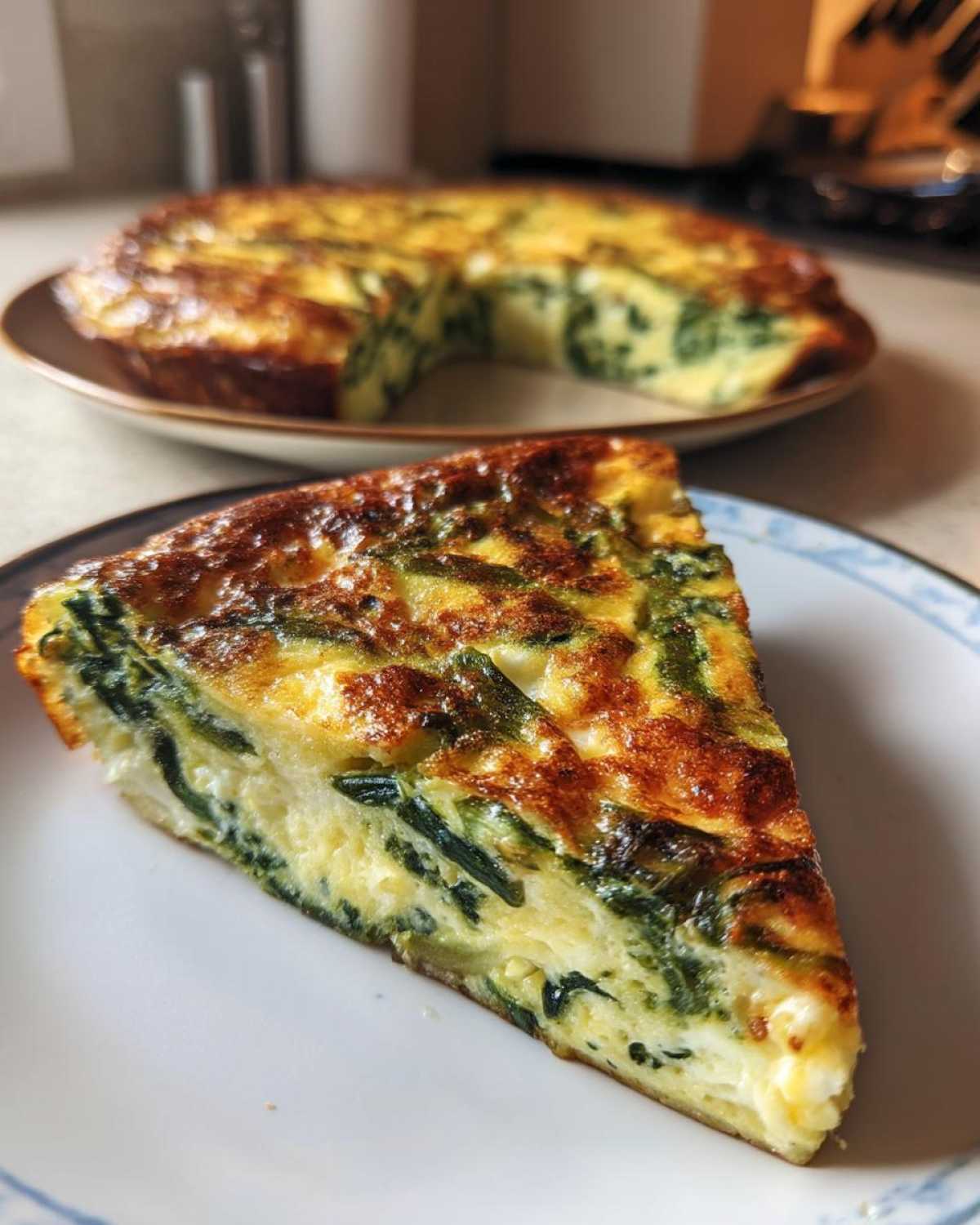 Cheesy Garlic Scape Spinach Frittata - detail 2