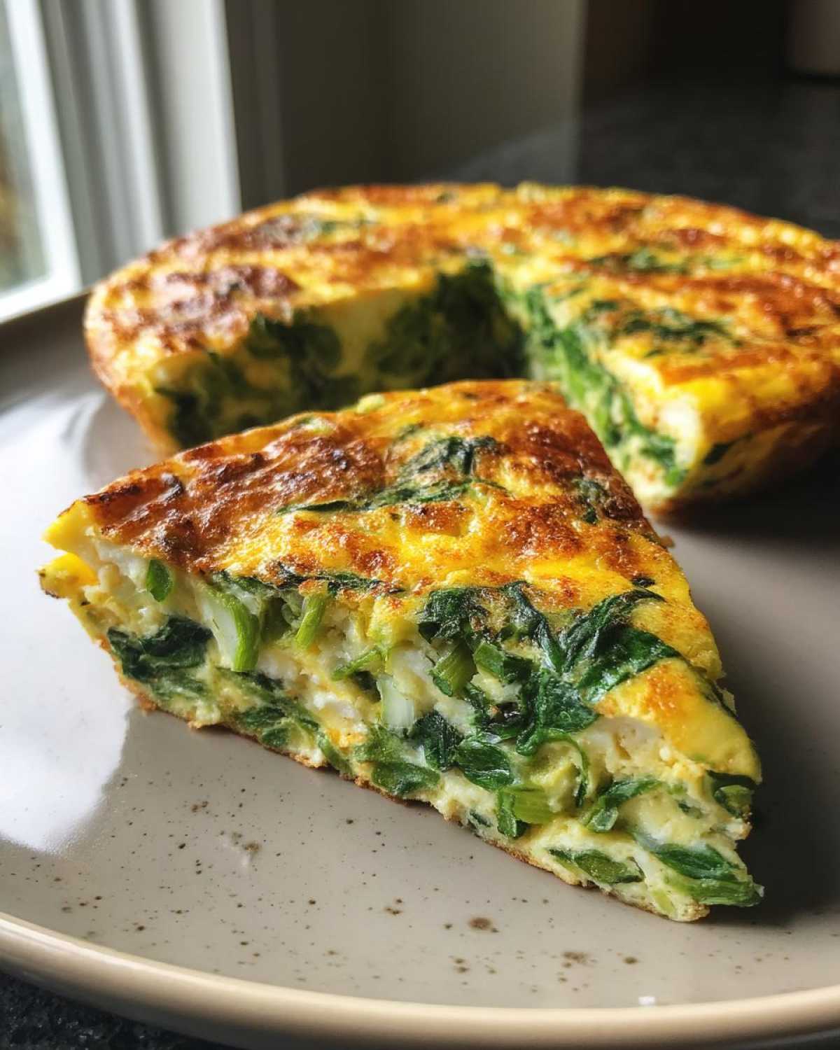 Cheesy Garlic Scape Spinach Frittata - detail 3