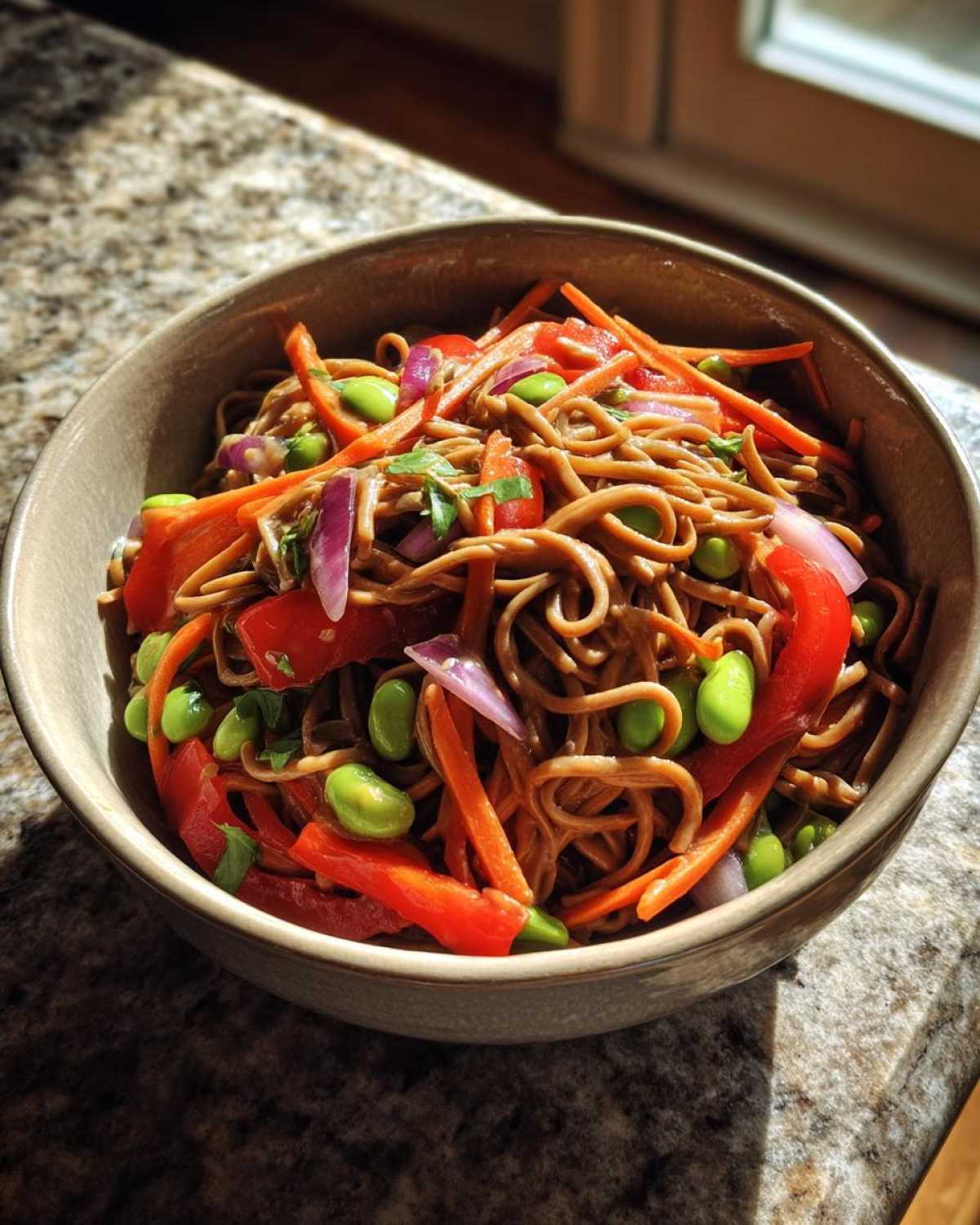 Cold Soba Noodle Salad Ginger Peanut Edamame - detail 1