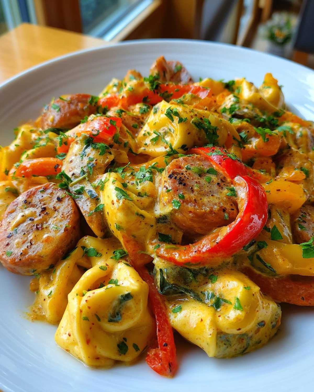 Creamy Cajun Blackstone Tortellini Sausage Peppers - detail 3