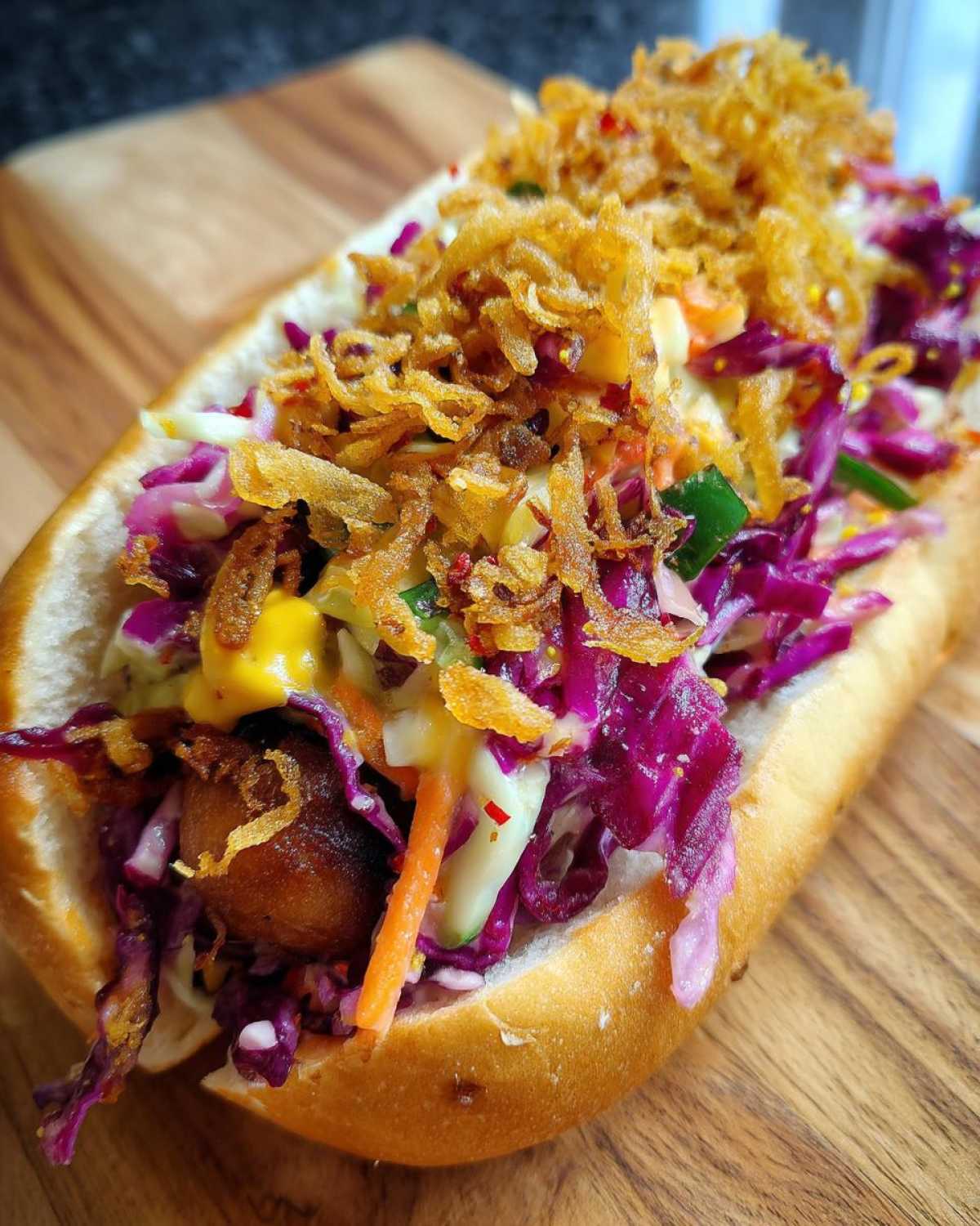 Firecracker Hot Dogs Spicy Slaw Crispy Onions - detail 2