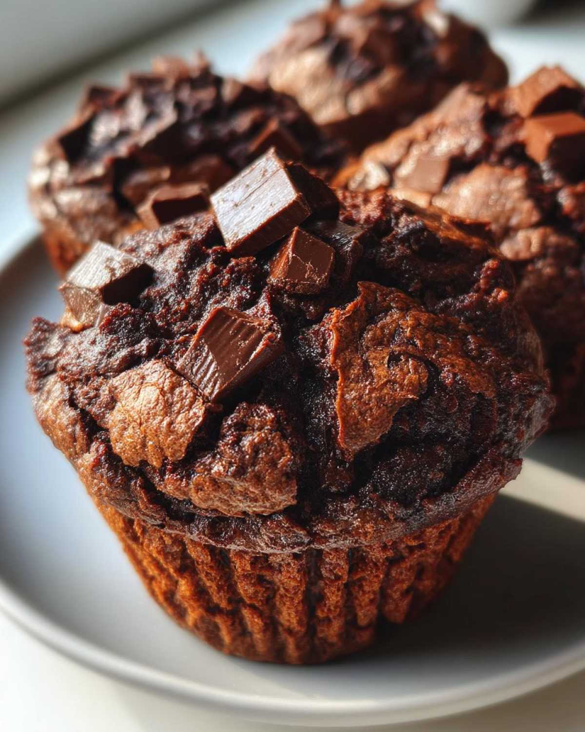 Fudgy Double Chocolate Chunk Zucchini Muffins Brownie - detail 3