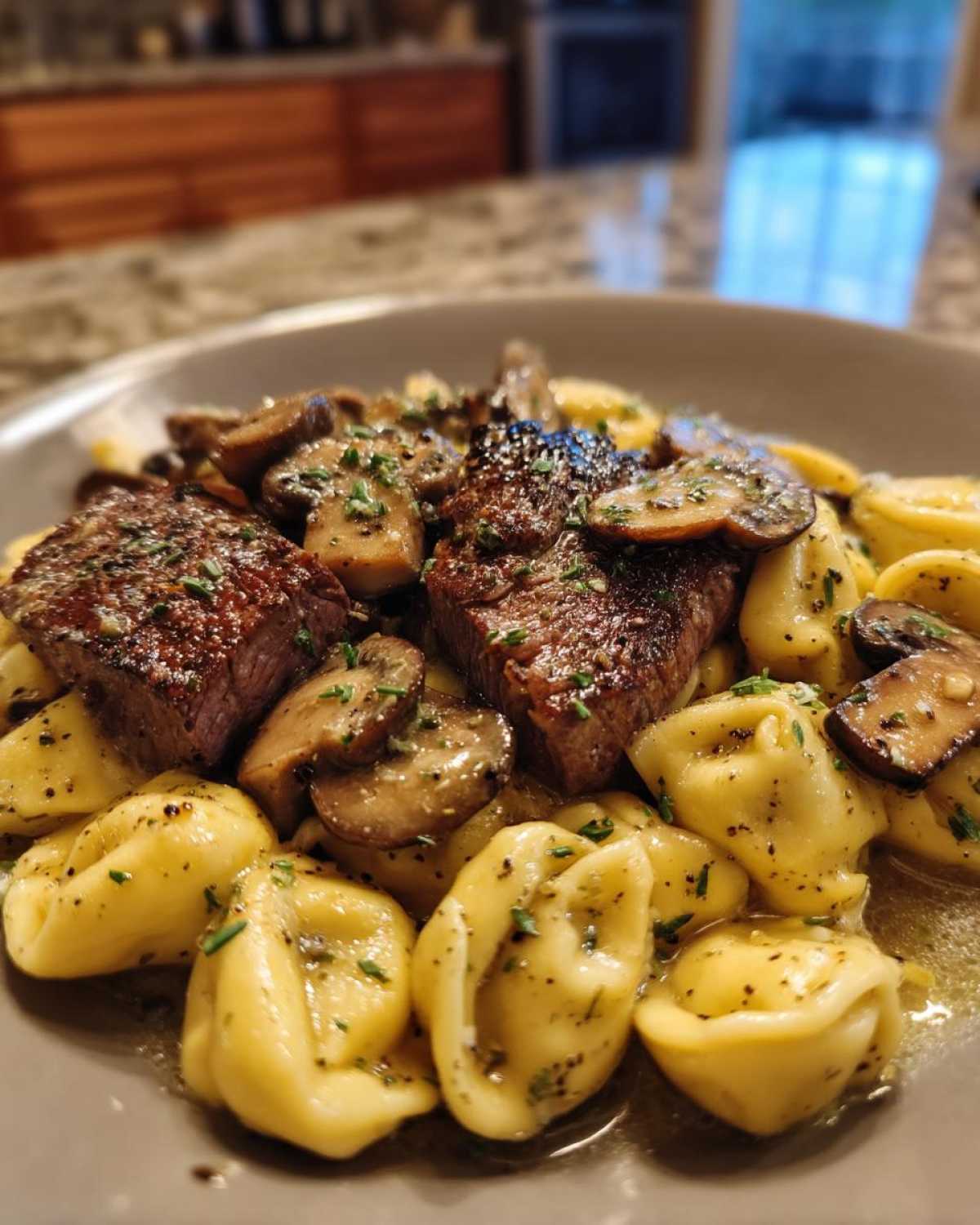 Garlic Butter Steak Mushroom Tortellini Blackstone - detail 1