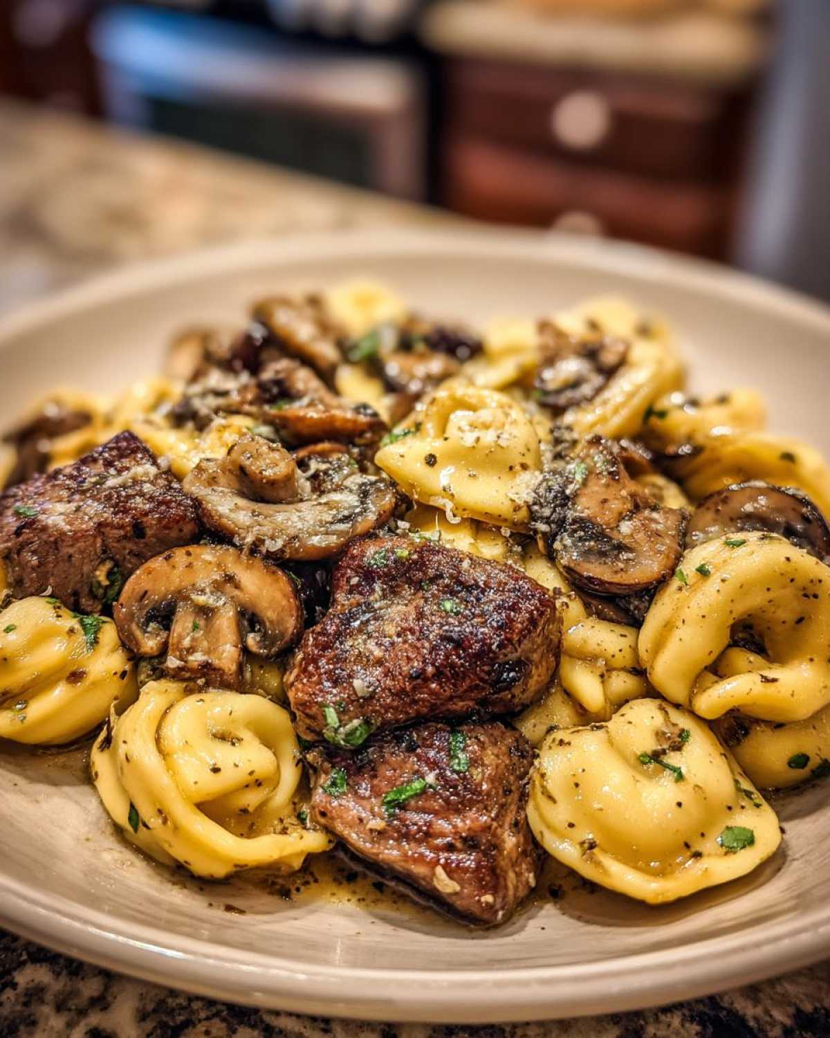 Garlic Butter Steak Mushroom Tortellini Blackstone - detail 2
