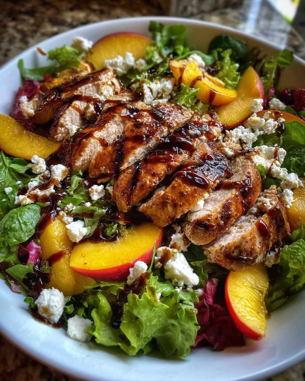 Grilled Lemon Herb Chicken Peach Salad Goat Cheese - detail 2