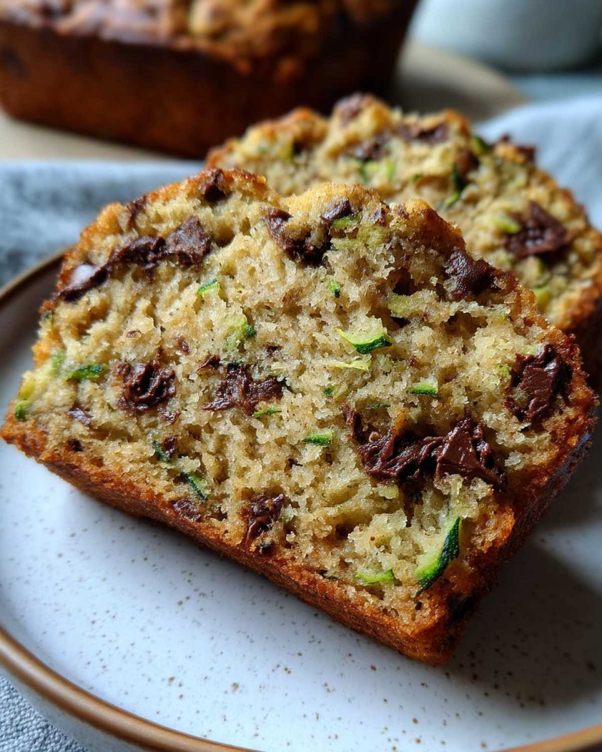 Healthy Chocolate Chip Zucchini Muffins Oats Vegan - detail 2