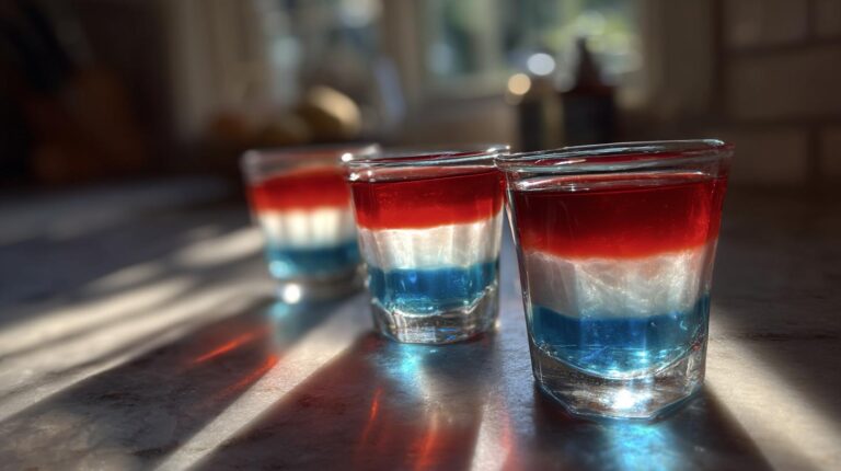 Layered Red White Blue Jello Cups