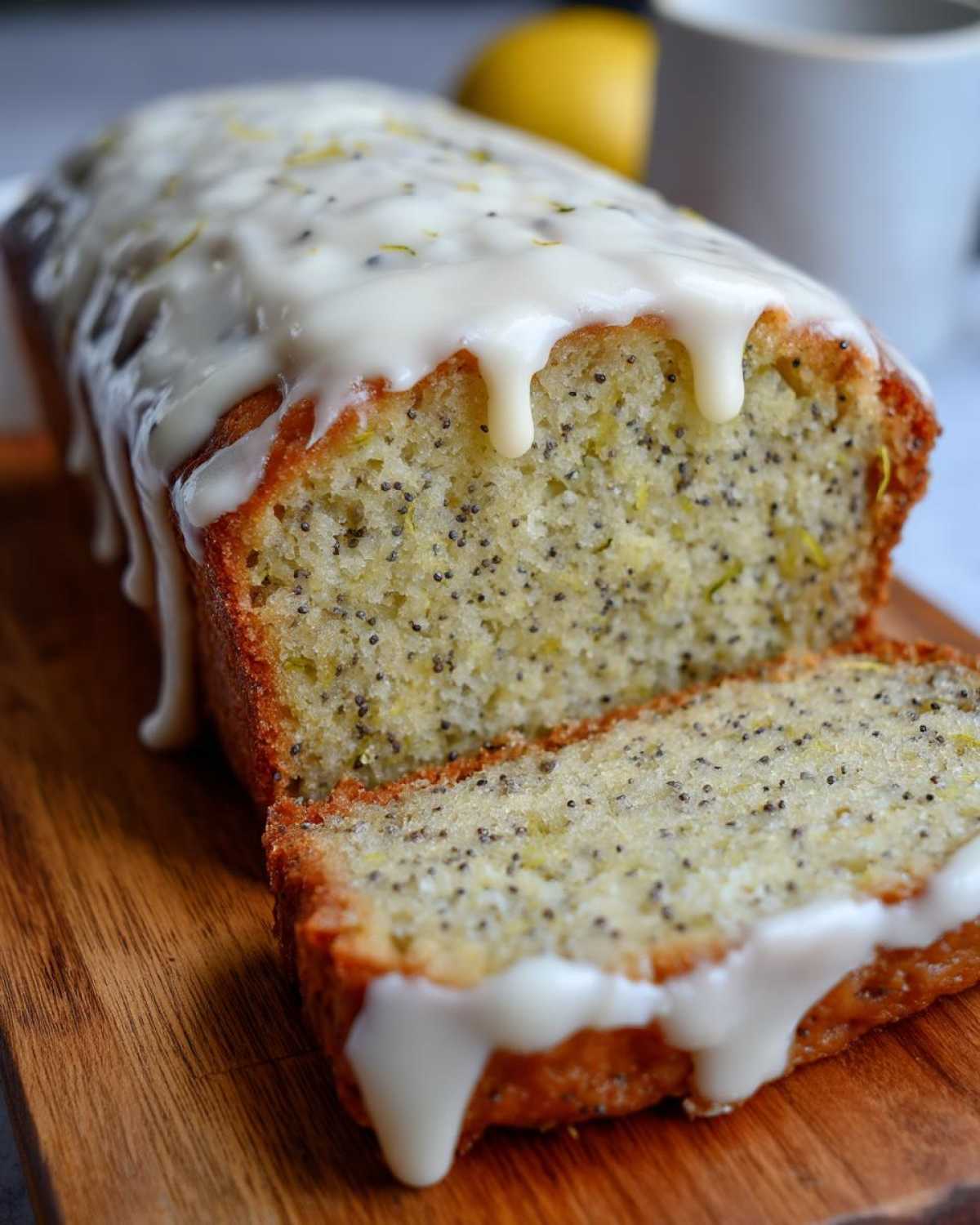 Lemon Poppy Seed Zucchini Bread Cream Cheese Glaze - detail 1