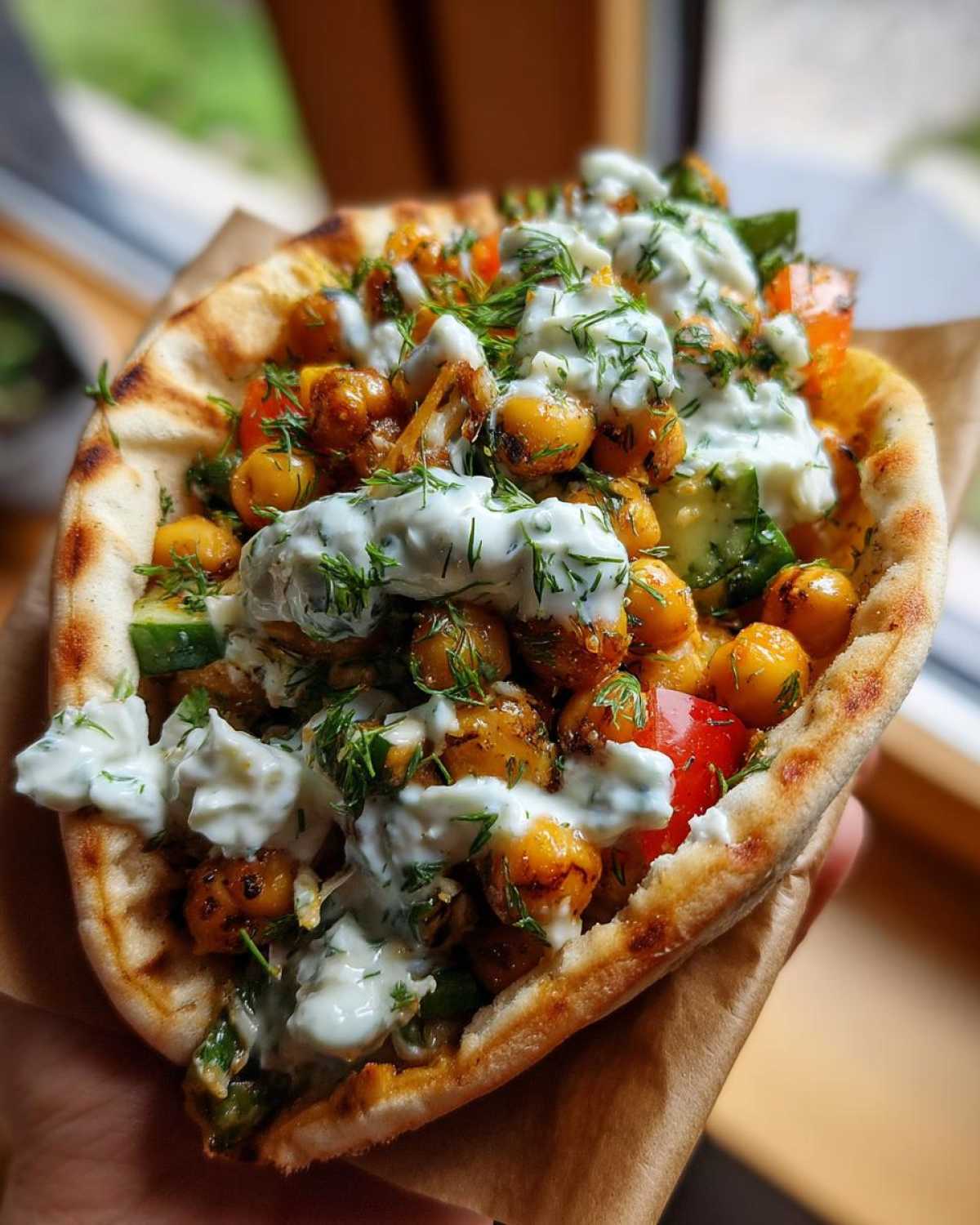No-Cook Greek Chickpea Salad Pitas Tzatziki - detail 1