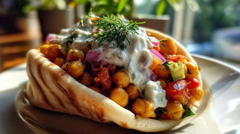 No-Cook Greek Chickpea Salad Pitas Tzatziki