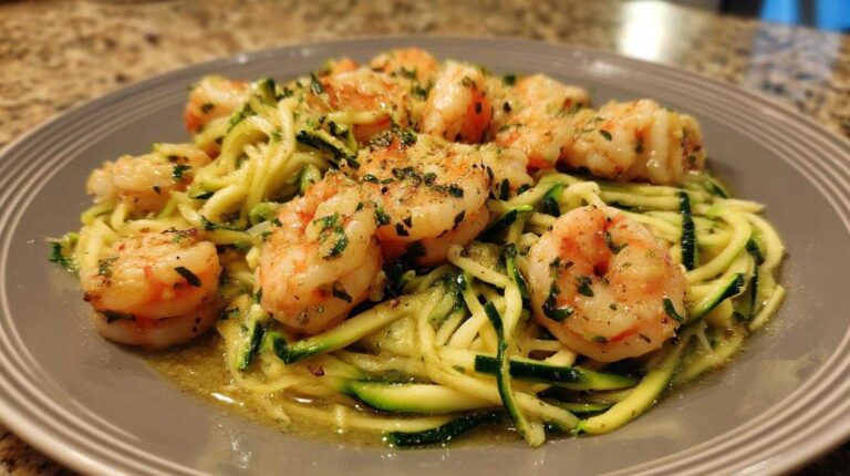 One Pan Shrimp Scampi Zucchini Noodles Low Carb