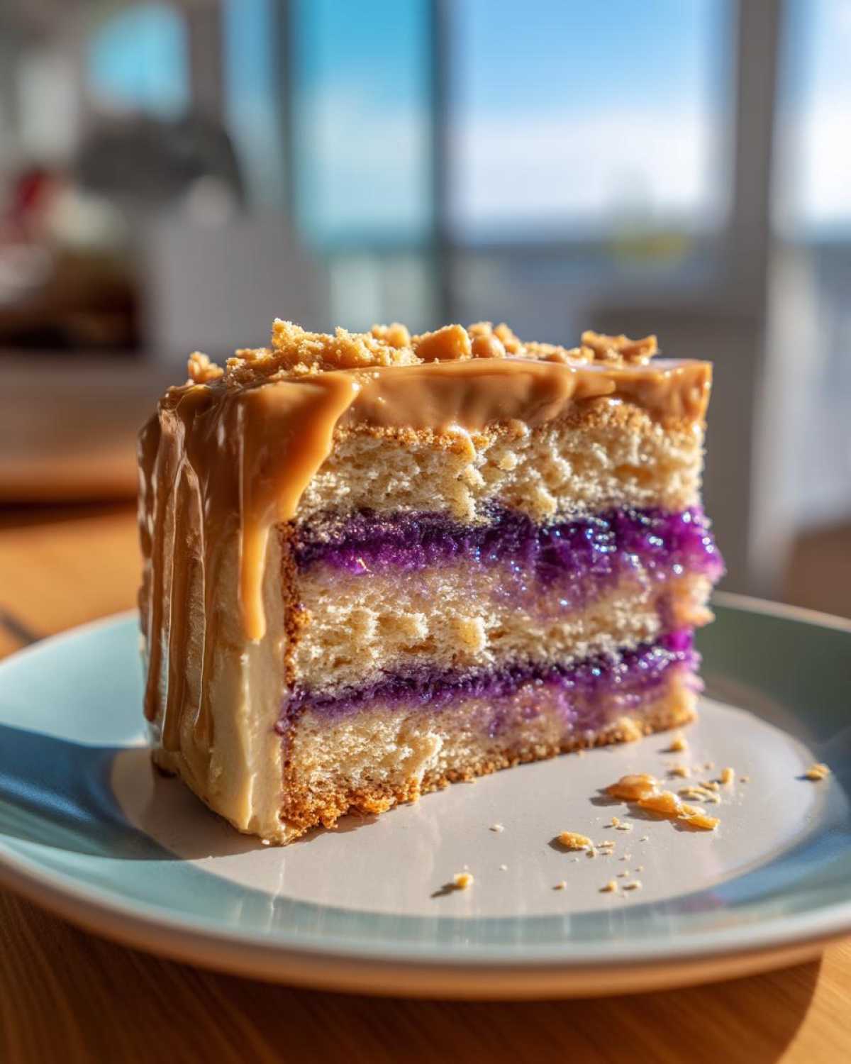 Peanut Butter and Jelly Poke Cake - detail 2