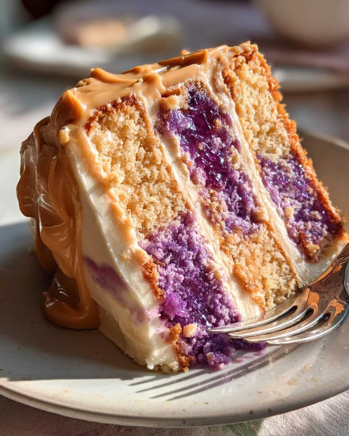 Peanut Butter and Jelly Poke Cake - detail 3