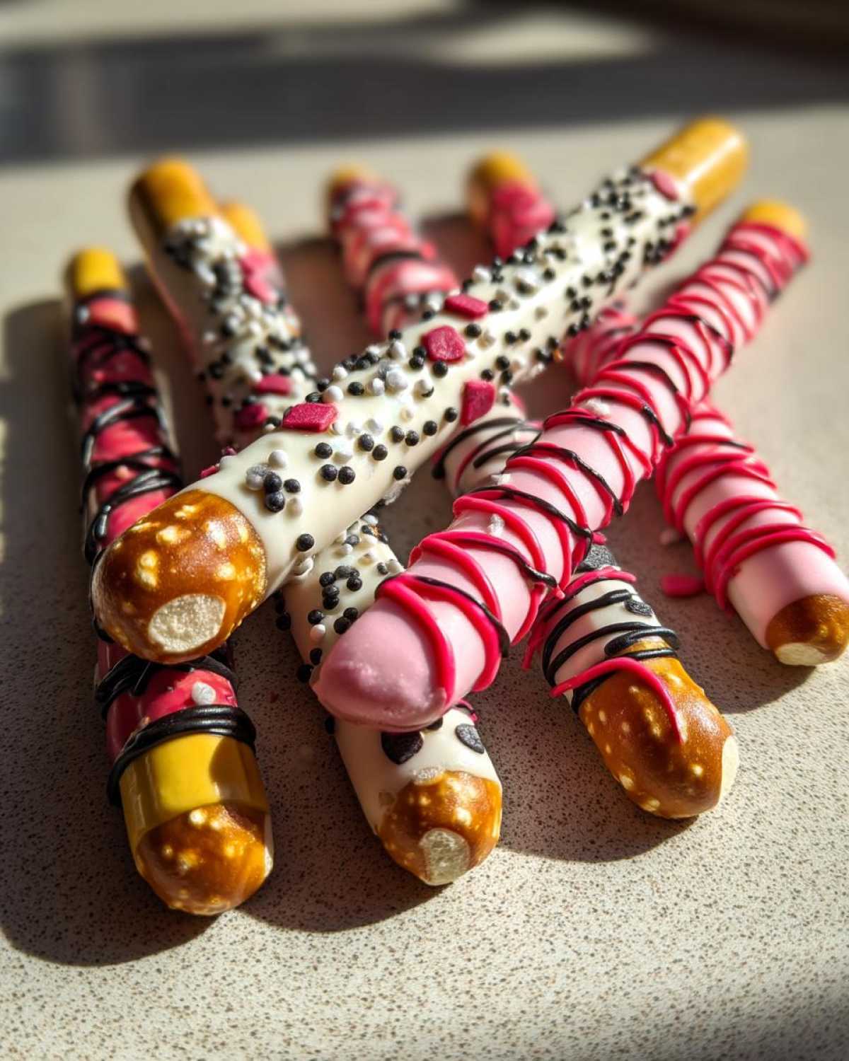 Pencil Ruler Decorated Pretzel Rods No Bake - detail 2