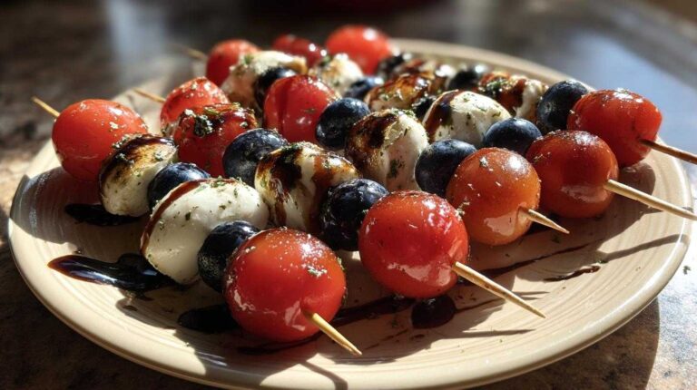 Red White Blue Caprese Skewers Balsamic Glaze