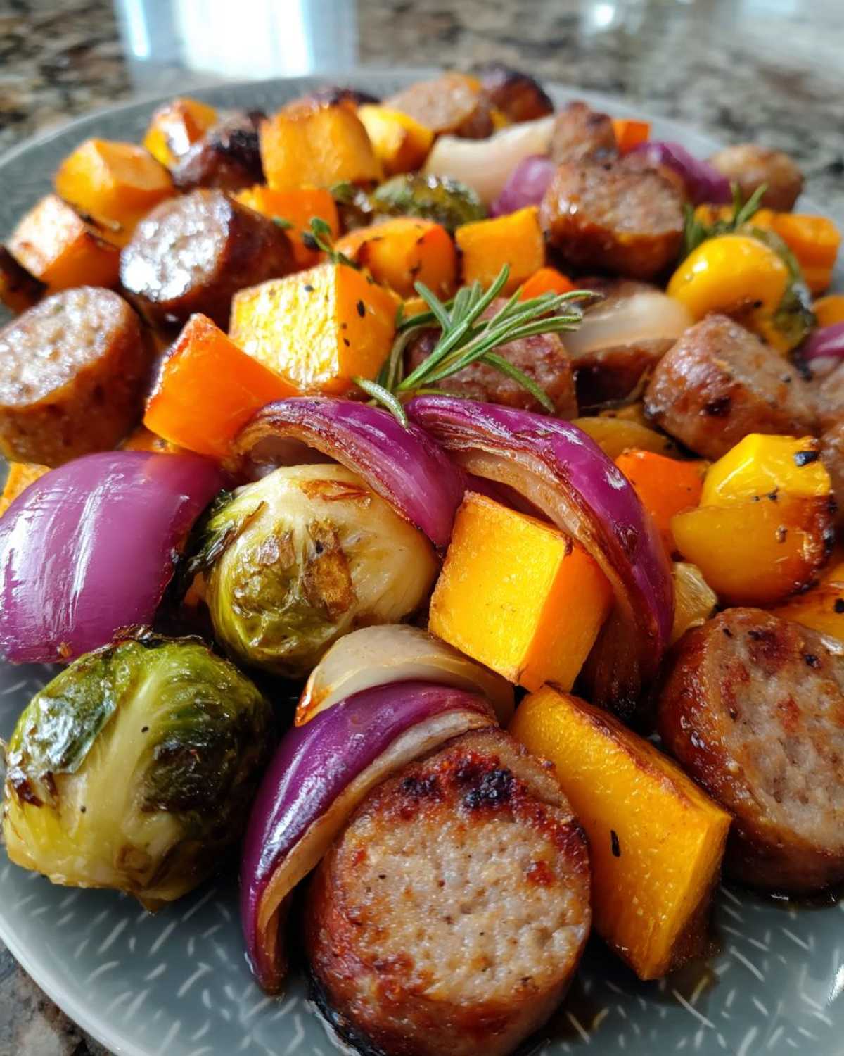 Sheet Pan Roasted Fall Vegetables Sausage Maple Glaze - detail 3