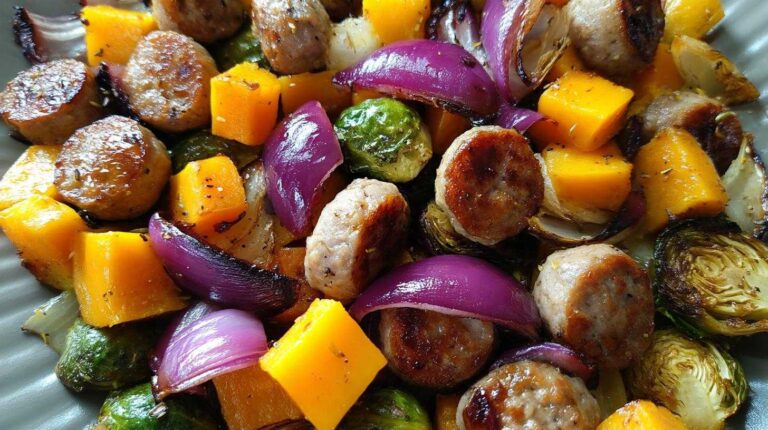 Sheet Pan Roasted Fall Vegetables Sausage Maple Glaze for 1 Happy Meal Sheet Pan Roasted Fall Vegetables Sausage Maple Glaze