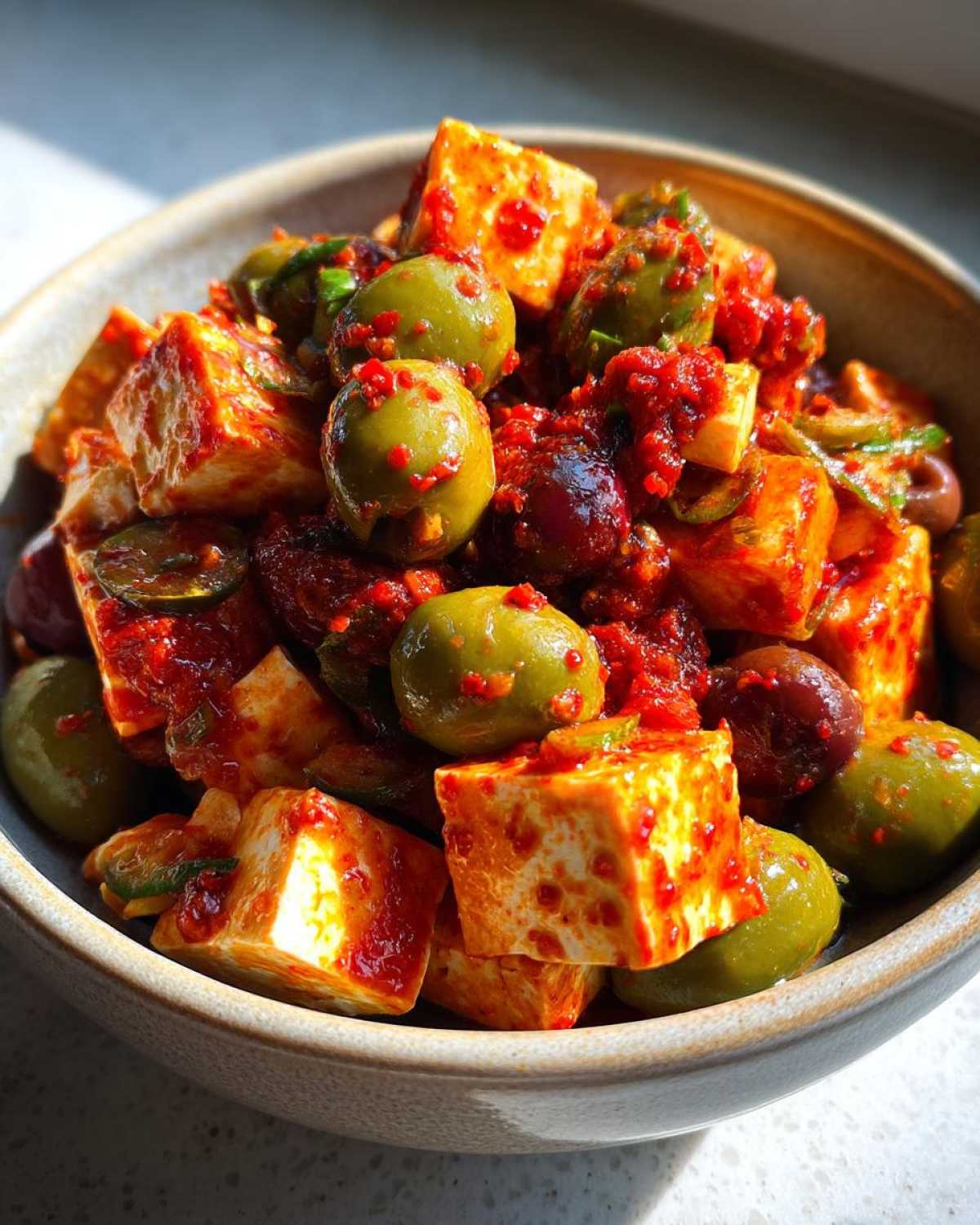 Spicy Chili Lime Marinated Feta Olives - detail 1