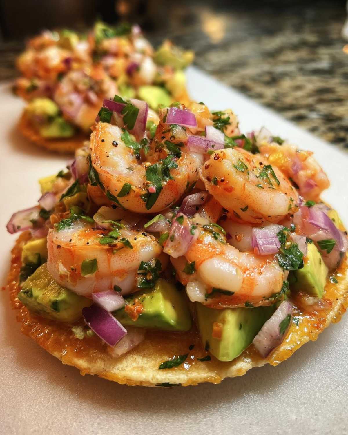 Spicy Shrimp Avocado Ceviche Tostadas - detail 1