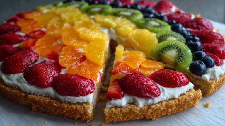 Ultimate Rainbow Fruit Pizza Sugar Cookie Crust