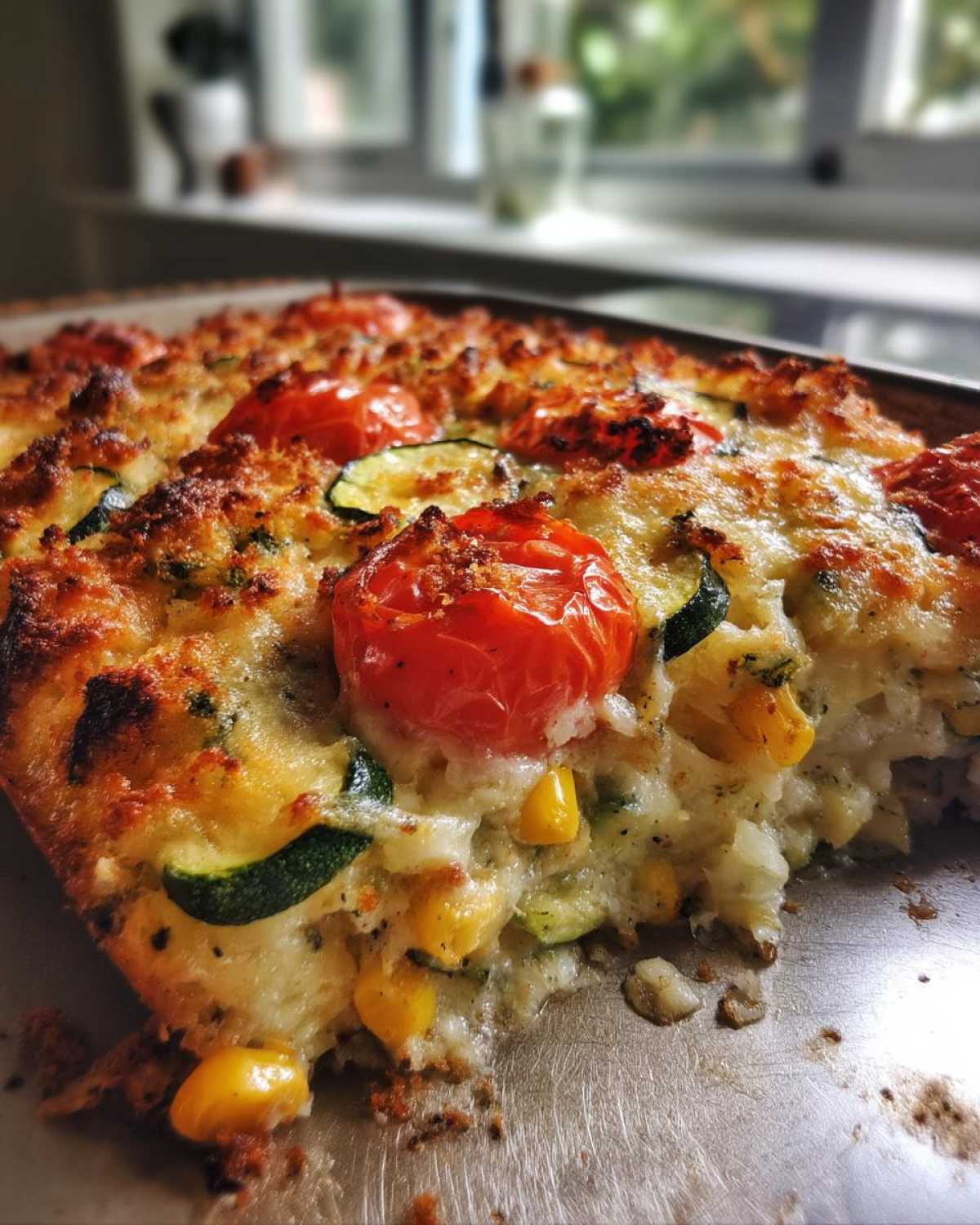 Zucchini Corn Tomato Bake Italian Parmesan Crust - detail 1