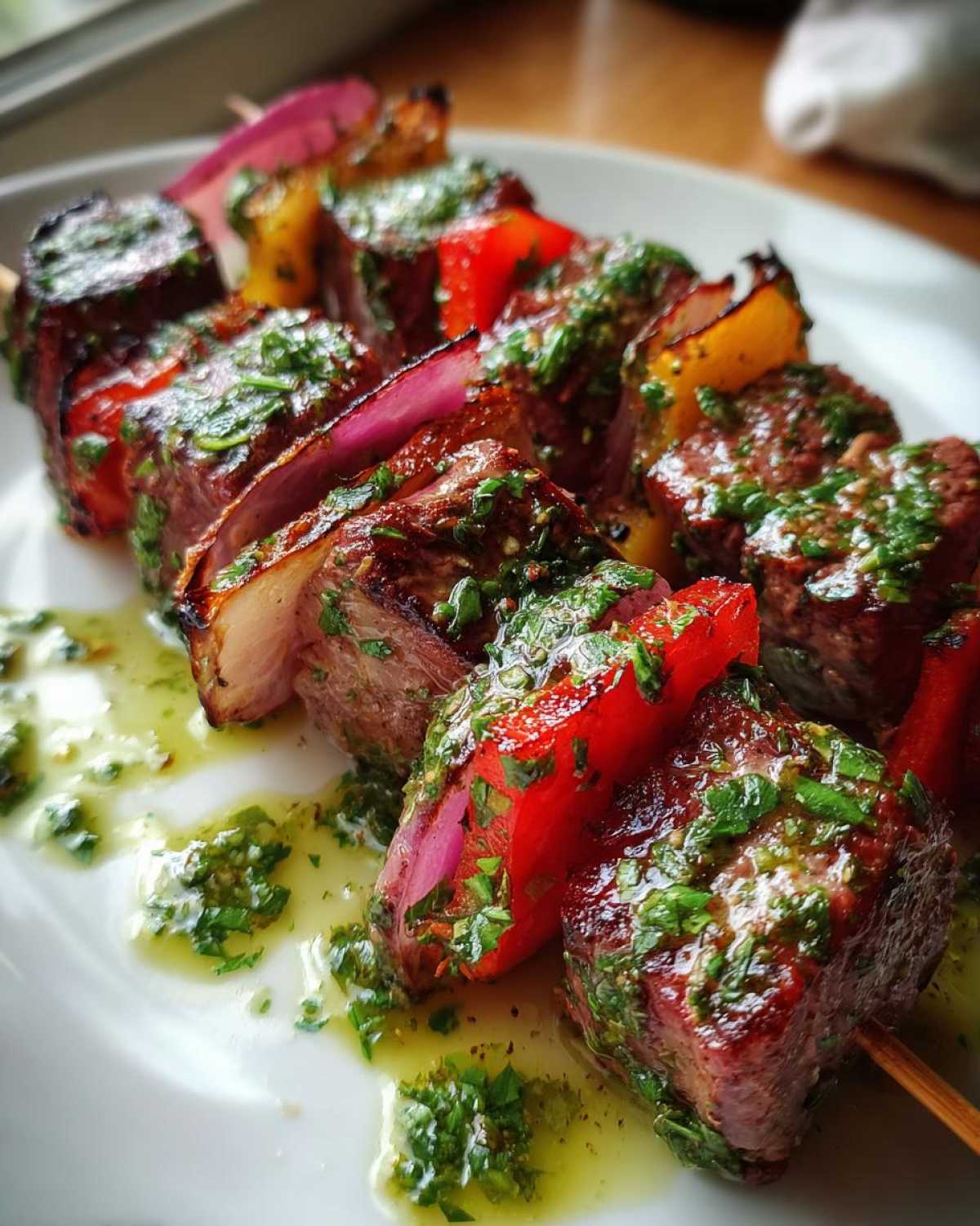 Chimichurri Steak Kebabs (Grilled Party Skewers) - detail 2