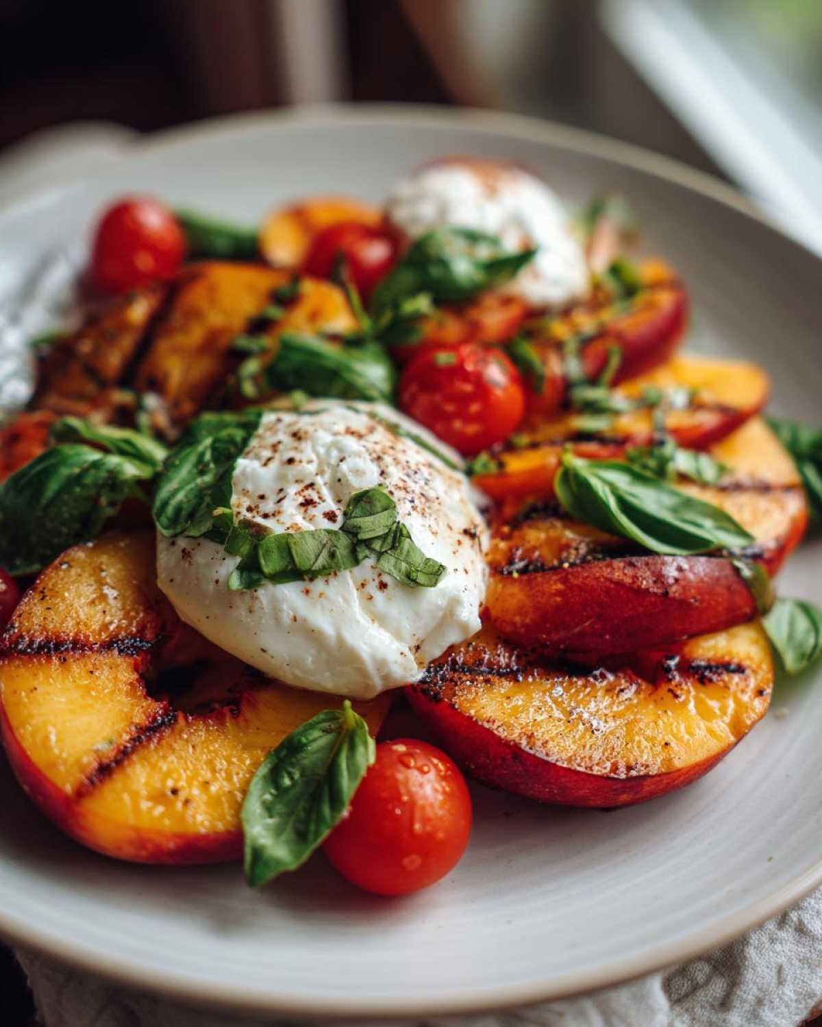 Grilled Peach Caprese Salad (with Burrata) - detail 1