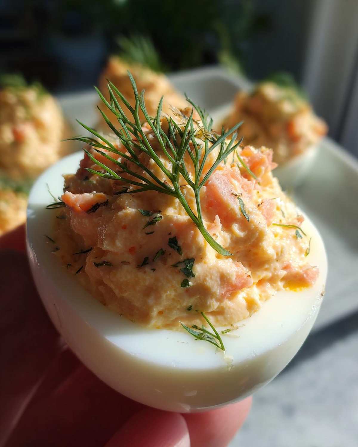 Smoked salmon deviled eggs - detail 1