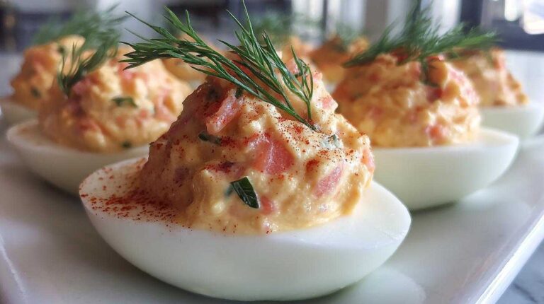 Smoked salmon deviled eggs