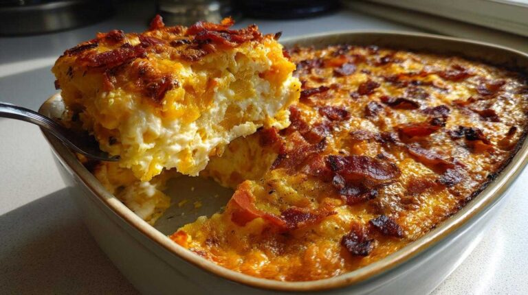 Creamy Squash Casserole with Bacon and Onions