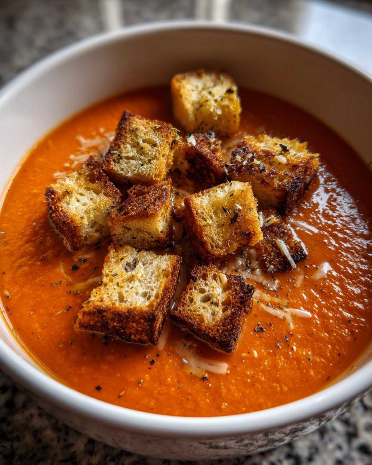 Creamy Tomato Soup with Grilled Cheese Croutons - detail 1