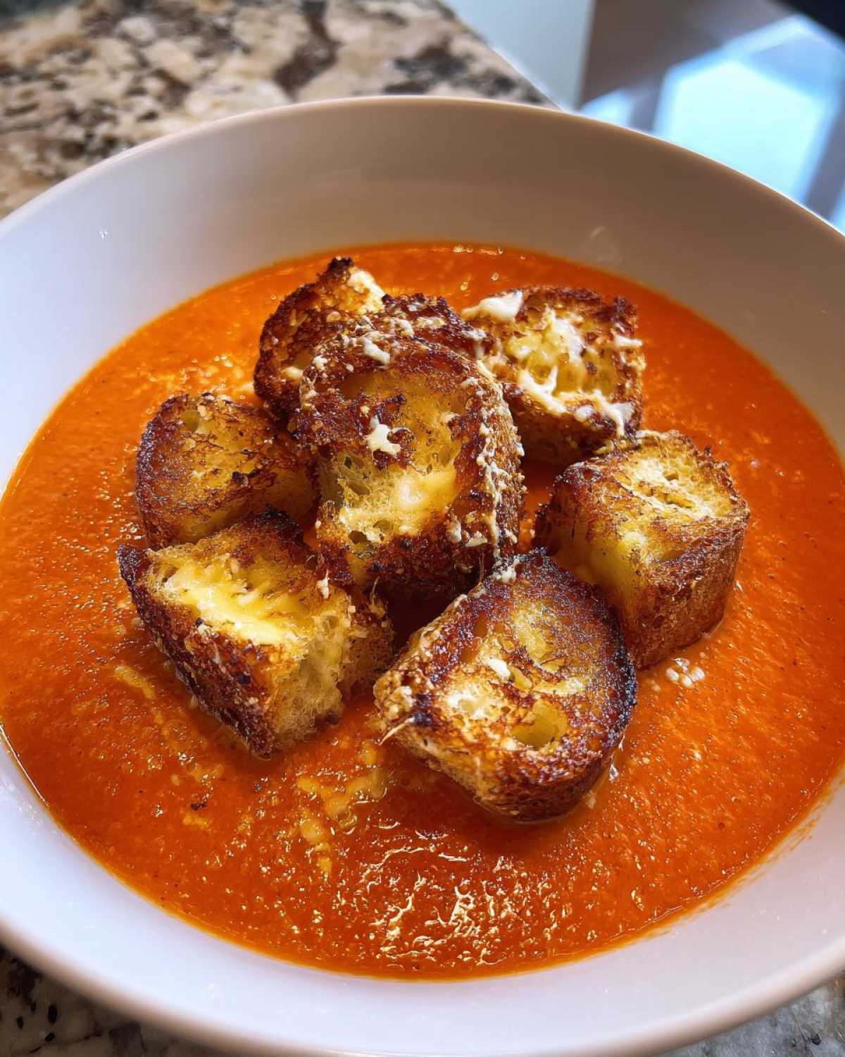 Creamy Tomato Soup with Grilled Cheese Croutons - detail 2