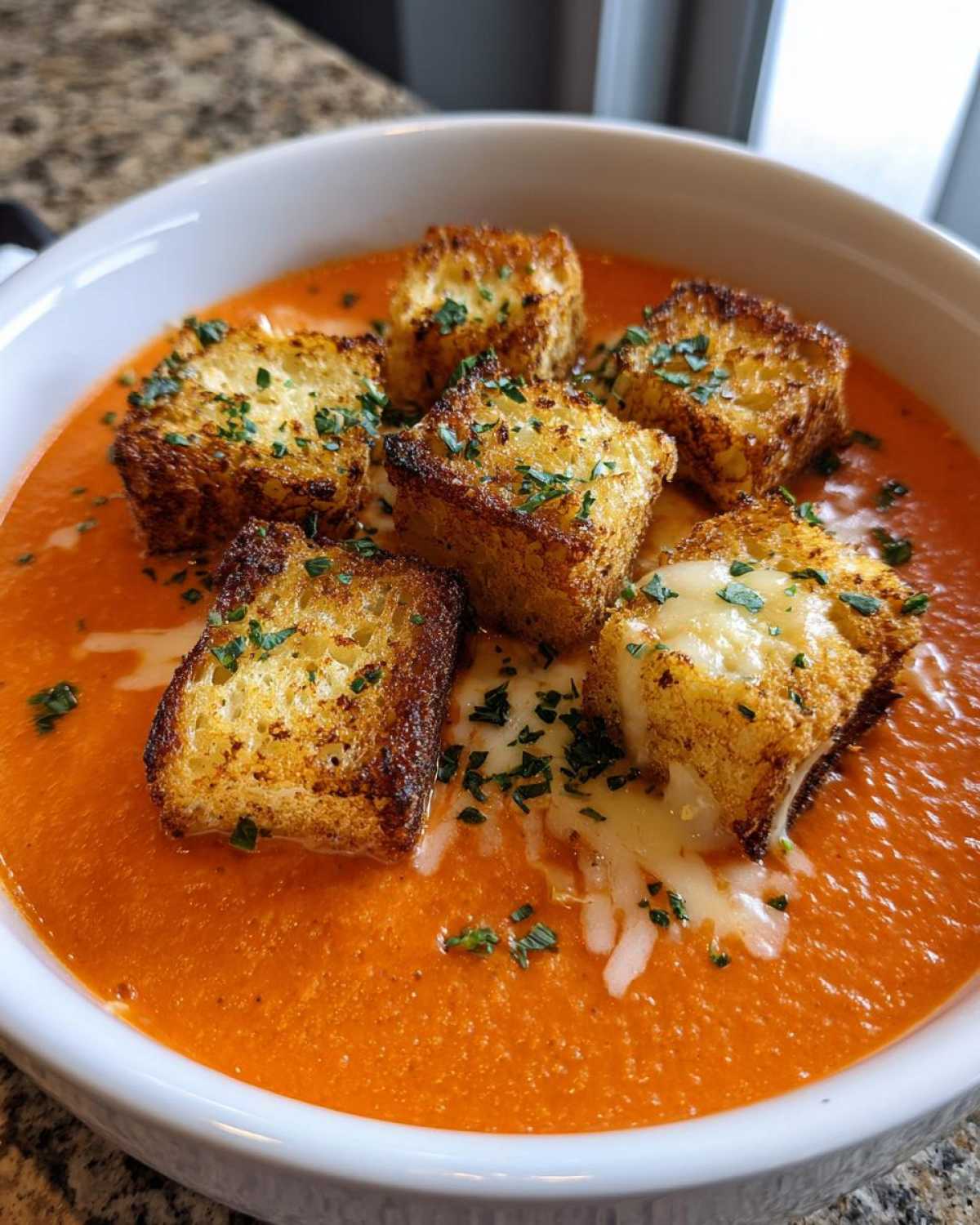 Creamy Tomato Soup with Grilled Cheese Croutons - detail 3