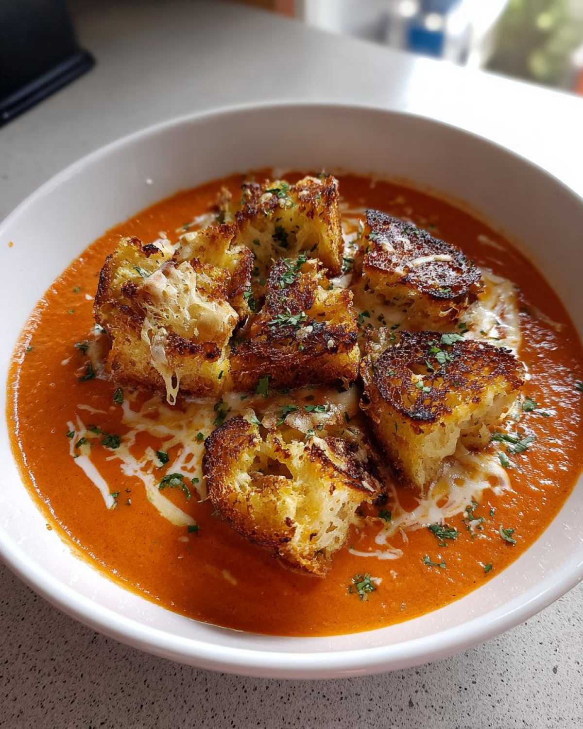 Creamy Tomato Soup with Grilled Cheese Croutons - detail 4