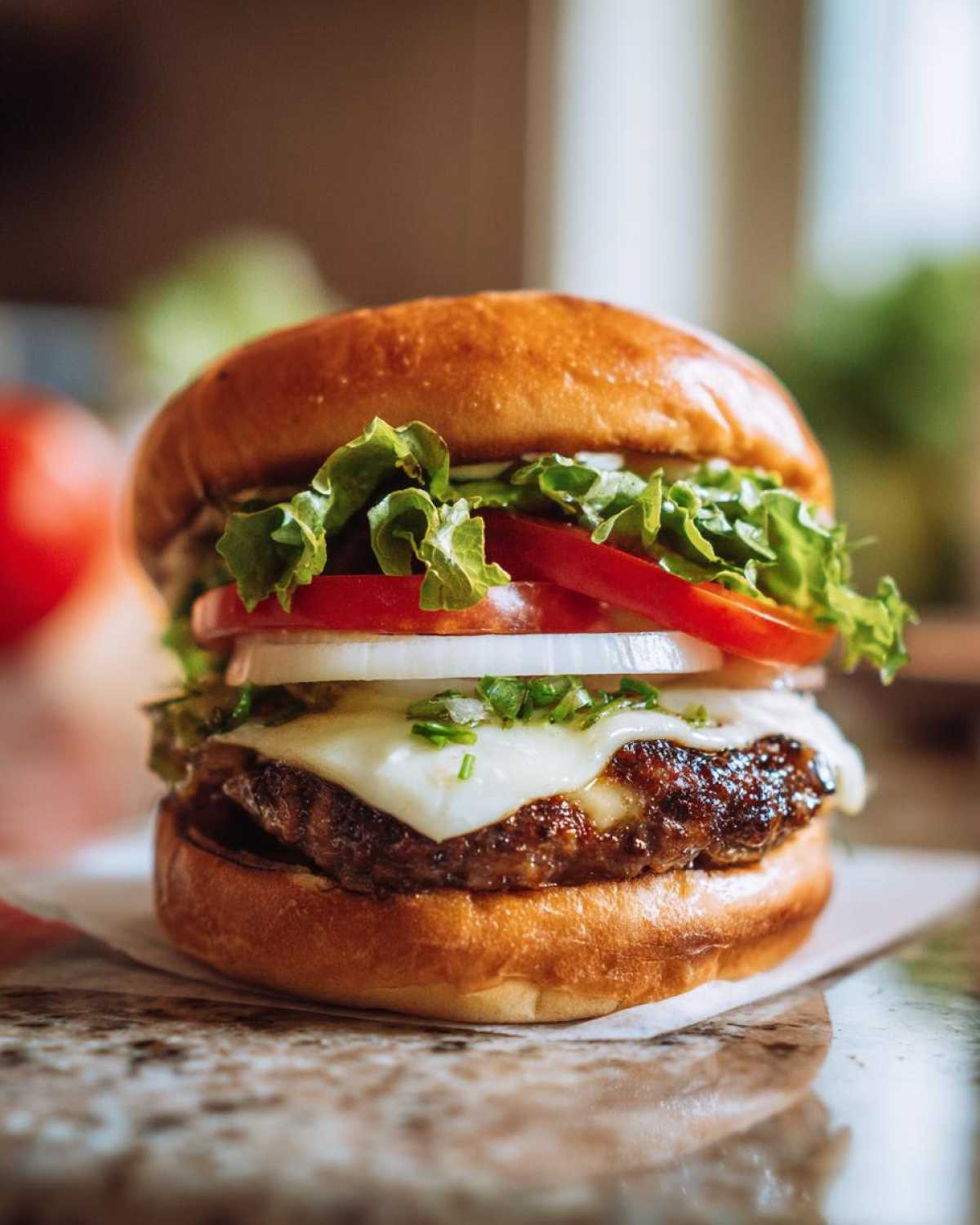 Delicious burger with fresh ingredients - detail 1