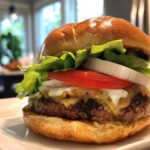 Delicious burger with fresh ingredients