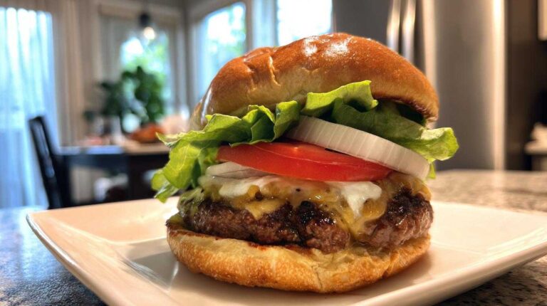 Incredible Delicious Burger Fresh Ingredients Delicious burger with fresh ingredients