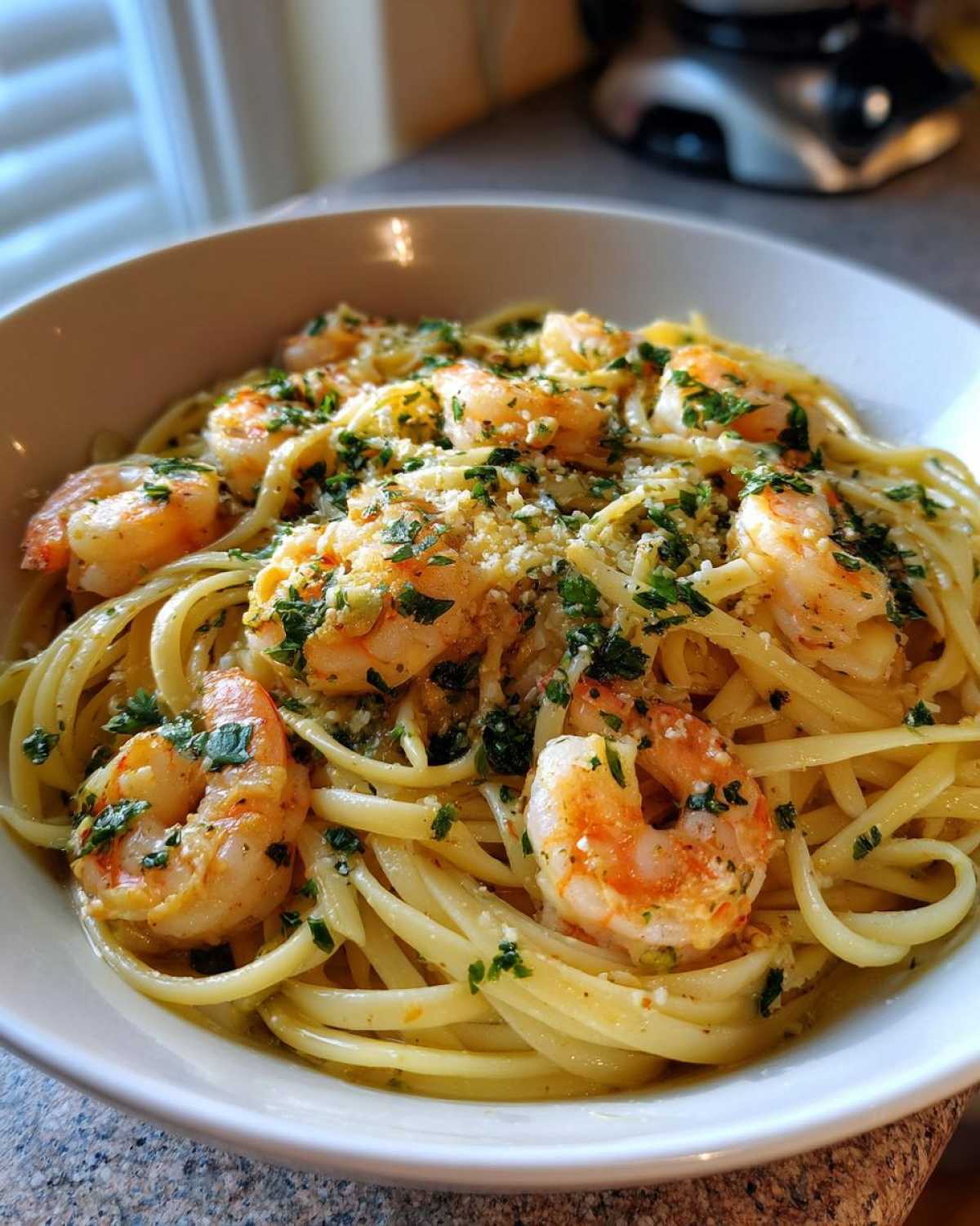 Garlic Shrimp Pasta in White Wine Sauce - detail 1