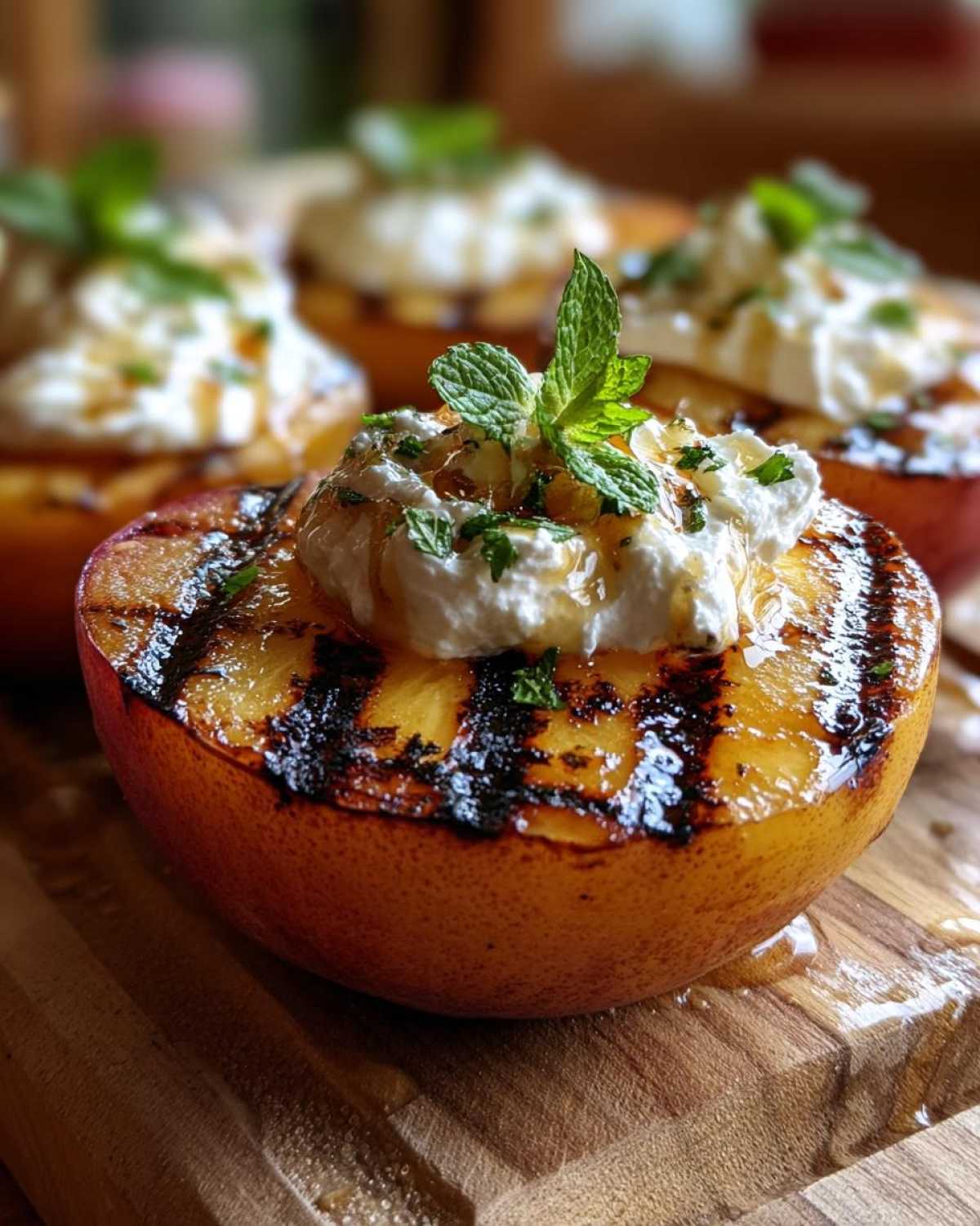 Grilled Peaches with Honey Mascarpone (Easy Grilled Dessert) - detail 2