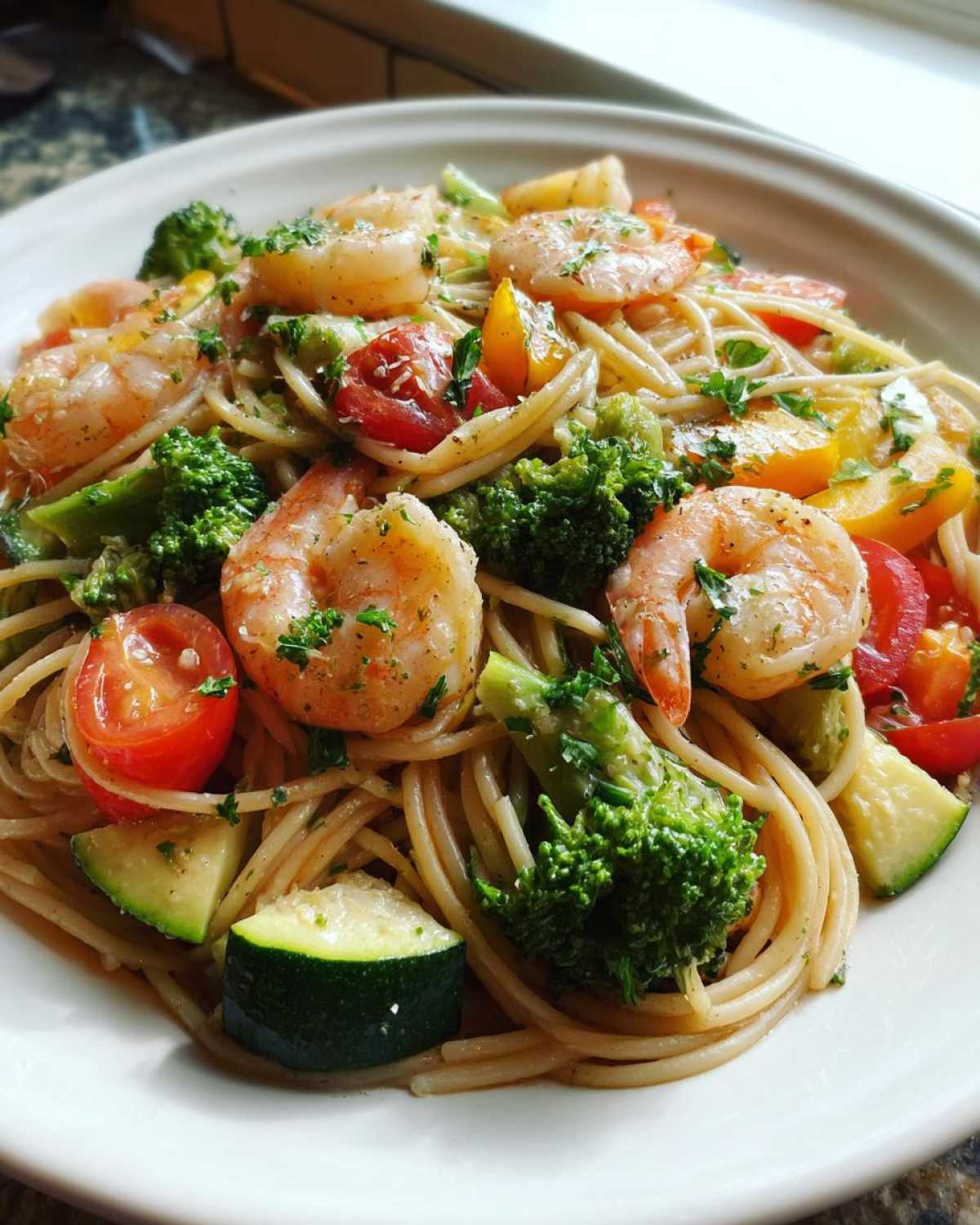 Healthy Shrimp Pasta with Veggies - detail 1